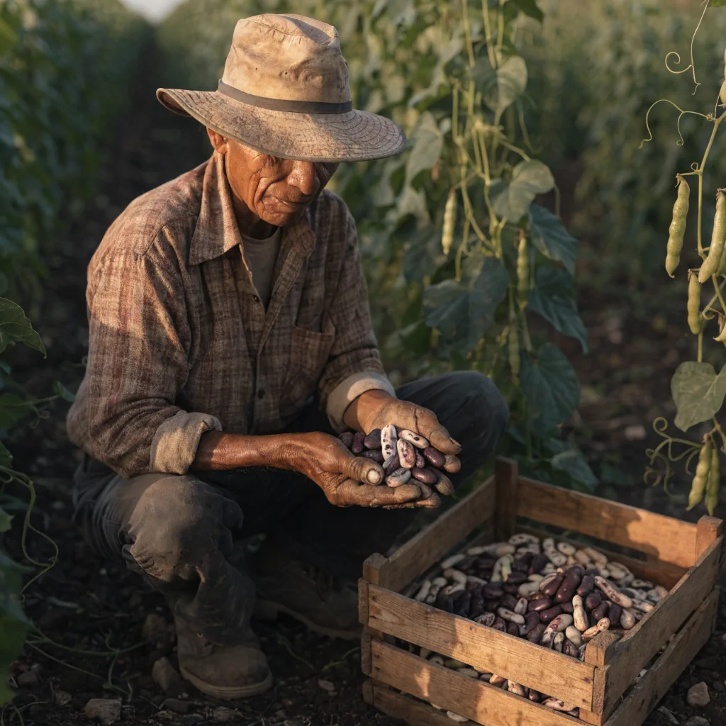 A farmer standing among a harvest